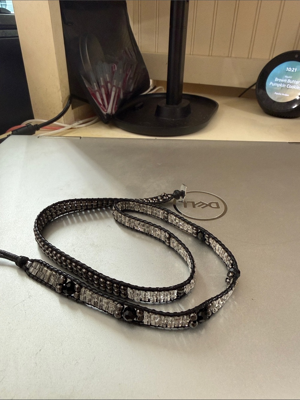 Beautiful one of a kind black crystals adjustable wrap bracelet   NWOT